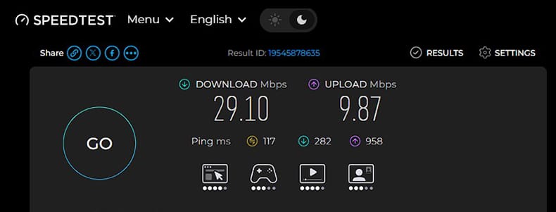 Kenttätestaus Eutelsat speedtest -sivusto